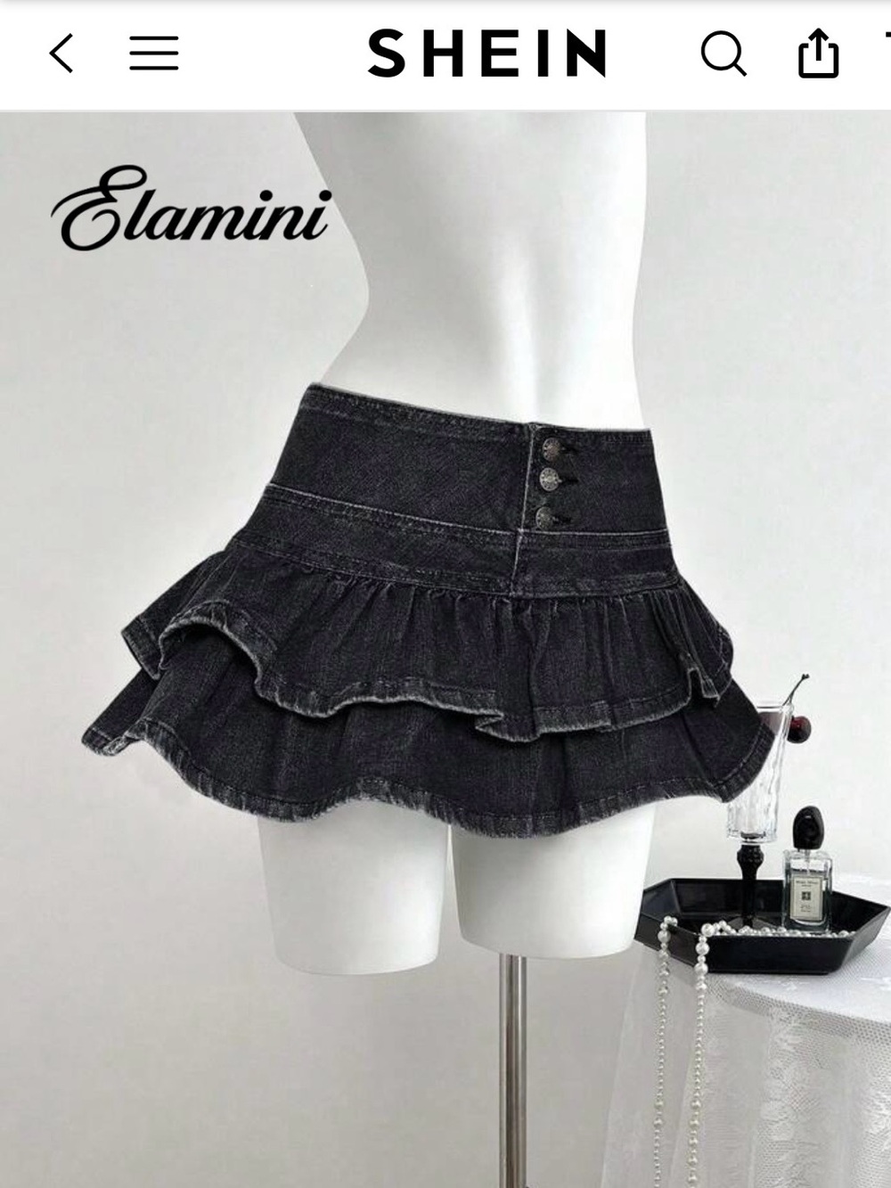SHEIN Black Ruffled Mini Skort